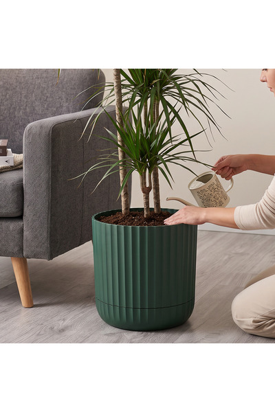 TEMMUZ HOME 15.5 Lt.1 Adet Tabaklı Büyük Boy Plastik Çiçeklik - Salon & Ofis Dekoratif Saksı