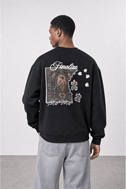 Respire Erkek Finalize Patch Detaylı Oversize Sweatshirt Siyah