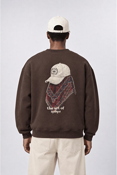 Respire Erkek The Art Of Patch Detaylı Oversize Sweatshirt Kahve