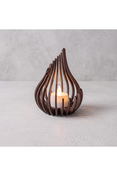 Modern Tasarım Tealight Mumluk - Beyaz, Siyah ve Kahve Renk Seçenekleri (Pilli Tealight Hediyeli)