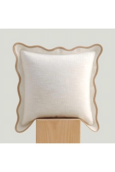 KASTWAVE Double Stitch Scalloped Throw Pillow Covers - 100% Cotton Decorative...