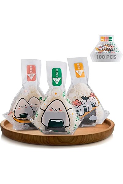 SYOSI 100PCS Triangle Onigiri Rice Ball Wrappers, Japanese Easy Tear Plastic ...