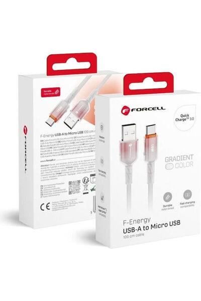 Forcell Καλώδιο USB 2.0 σε micro USB, κανονικό, 1μ, λευκό