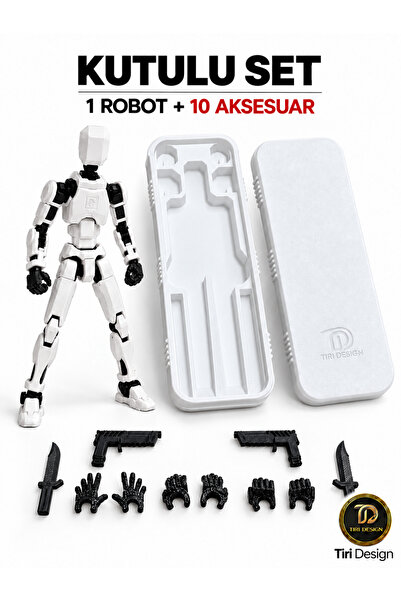 Tiri Design Dummy Robot Kutulu Set Oynar Eklemli Pozlanabilir Figür – Beyaz