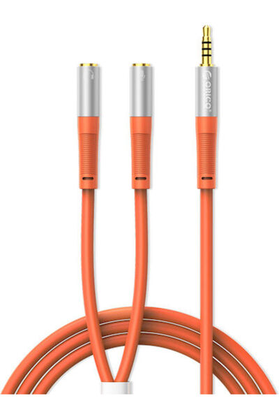 Orico Καλώδιο Ήχου 3.5mm Αρσενικό σε 2x 3.5mm Θηλυκό, Πορτοκαλί, 1μ, με Επιχρ...