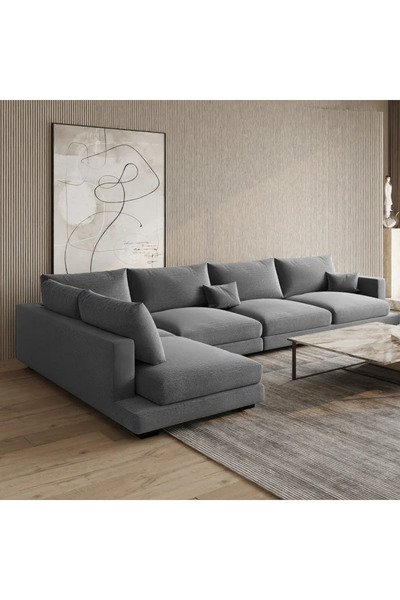 BSB Corner Sofa Linen and Swedish Wood from - 320X200X90 cm