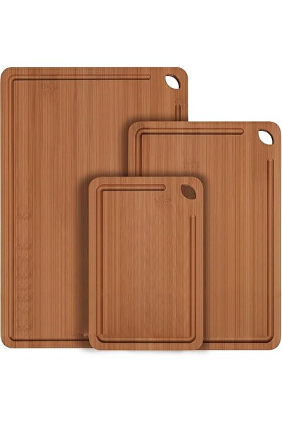 Paporich 3Pcs Bamboo Cutting Boards, Chopping Board with Juice Groove, Hangin...