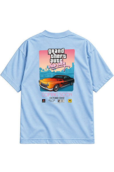 genosha Μπλουζάκι Vice City Grand Theft Oversize με στάμπα μπροστά και πίσω