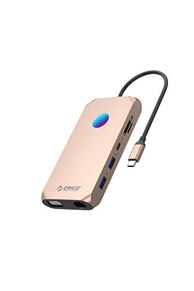 Orico XCR 12 σε 1 RGB USB-C Σταθμός Σύνδεσης με HDMI 4K PD Ethernet Ροζ Χρυσό