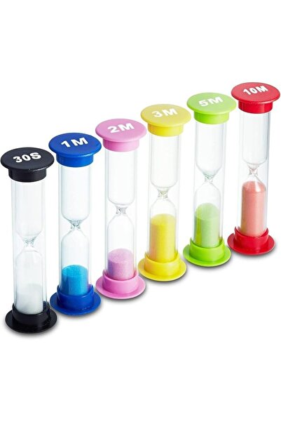 X SPRING Sand Timers, 6 PCS Multi-Color Hourglass Timer Set with 30 Sec 1/2/3...