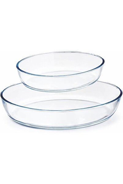 mastergold Glass Oven Tray Set of 2 Heat Resistant Oval Shape 1.6 + 3.0 Liter...