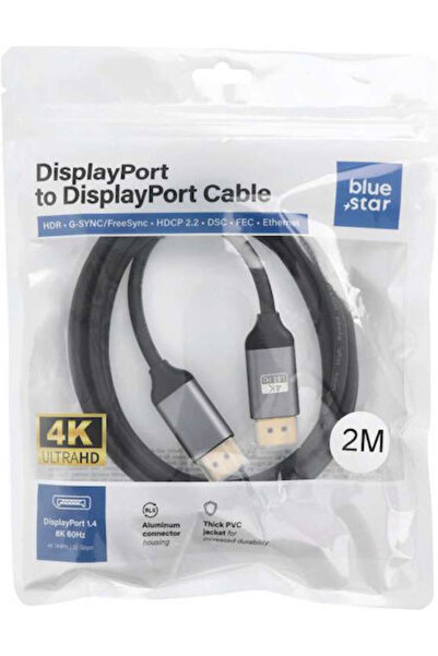 Blue Καλώδιο DisplayPort αρσενικό Star - 2μ Μαύρο