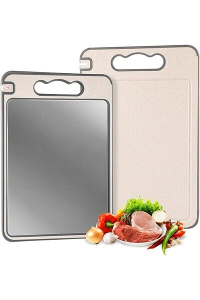 KASTWAVE Titanium Dual-Sided Cutting Board with Knife Sharpener & Garlic Grat...