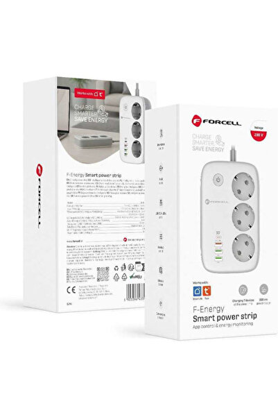 Forcell Έξυπνο πολύπριζο 3 πριζών με 3 USB-A και USB-C