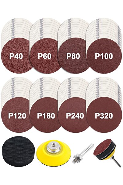 OEM 80 Τεμάχια Γυαλόχαρτο 50mm με Velcro, Στρογγυλά Πέλματα Λείανσης 2 Ιντσών,