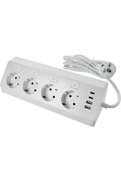 OEM Πολύπριζο 4 θέσεων με 2 USB-A, USB-C και καλώδιο 2μ