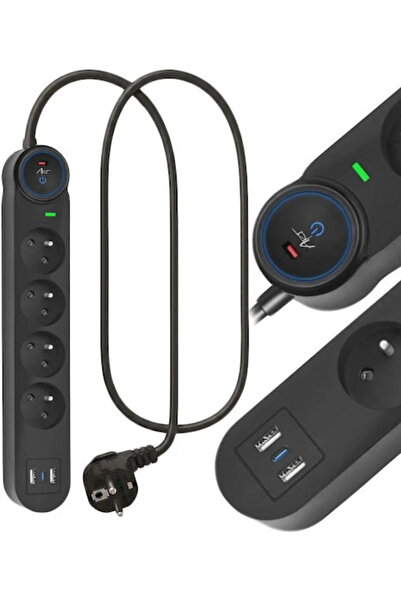 ART Πολύπριζο 4 θέσεων με 2 USB-A, USB-C και καλώδιο 1,5μ.
