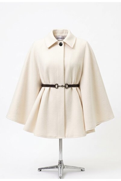 miremiran Cloak Poncho with Belt Length 77cm Wool Cloak 2026002 Cream