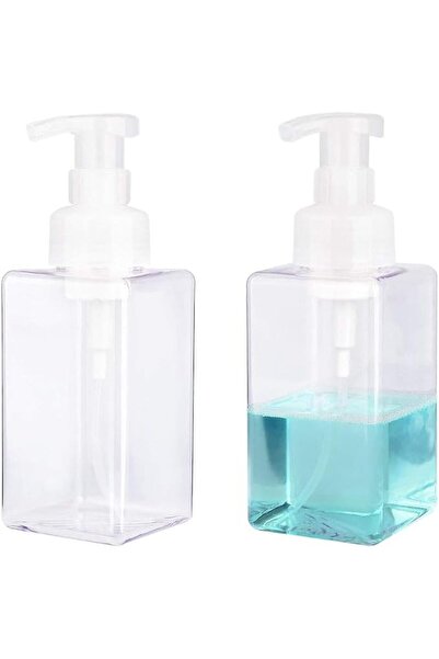 Generic Clear Foam Soap Dispenser, 2 Pack Refillable Square Pump Bottles, Pla...