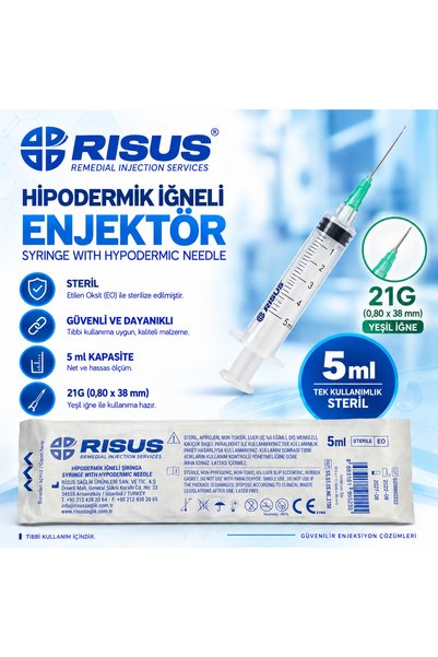 NRAKL 5cc 5ml Yeşil 21g X 1 (0,80 X 38 MM) 250 Adet