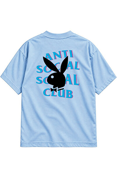 genosha ANTI SOCIAL CLUB Υπερμεγέθες T-Shirt με στάμπα μπροστά και πίσω