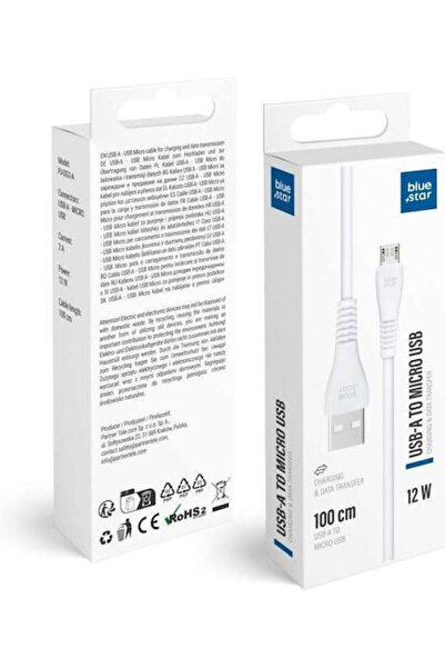 Blue Star Κανονικό Καλώδιο USB 2.0 σε Micro USB Λευκό 1μ 1 Τεμάχιο