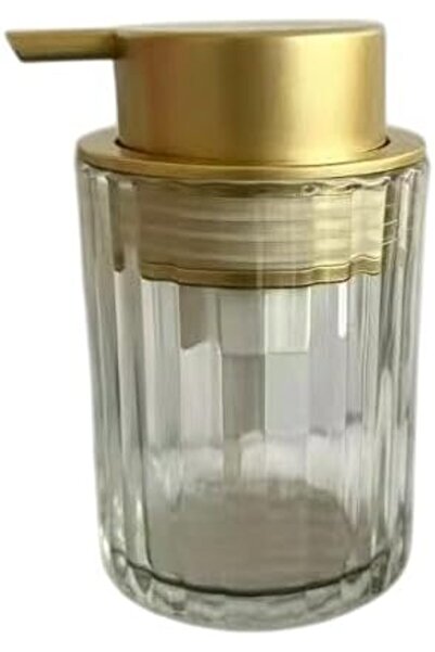 Generic Glass Soap Dispenser with Pump, 2 Designs (Gold)