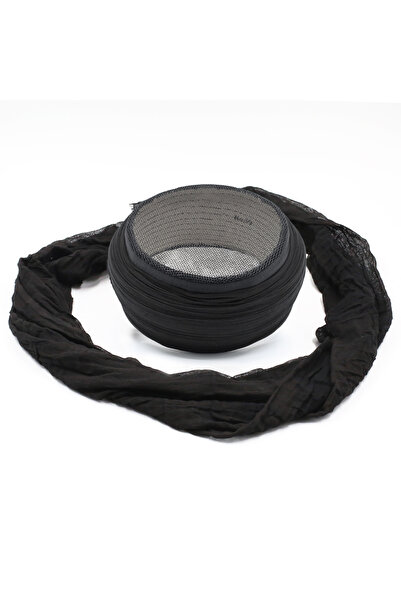 SARIKHANE YÜKSEK TEKNOLOJİ MAKİNE SARIMI Mesh Sarık - Black Fabric - Black Sk...