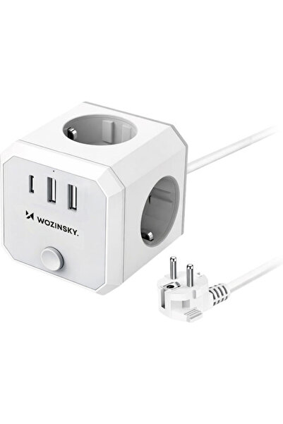 WOZINSKY PowerCube 4 Υποδοχές με 2 USB-A, 1 USB-C, Διακόπτη και Καλώδιο 1.8μ....