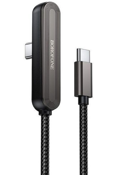 Borofone Γωνία (90 ° Πλεκτό Καλώδιο USB-C Αρσενικό - USB-C 60W PD Μαύρο 1μ