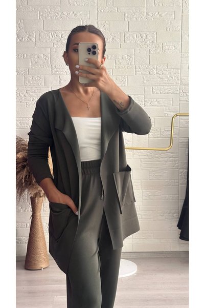 Derya Akyol Matte Khaki Green Oysho Fabric Comfortable Fit Double Set