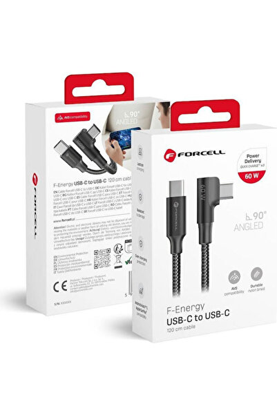 Forcell Καλώδιο USB 2.0 USB-C Αρσενικό - USB-C 100W Μαύρο 2μ