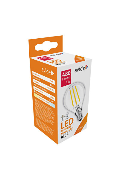Avide LED Νήματος Μίνι Σφαίρα 4W E14 360 °   4000K - Λάμπα LED