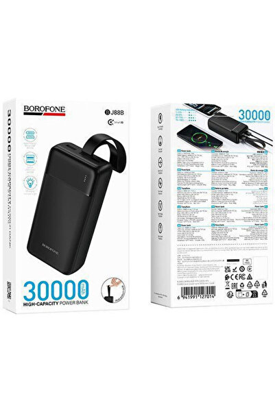 Borofone BJ88B Power Bank 30000mAh με 2 θύρες εξόδου USB-A Μαύρο