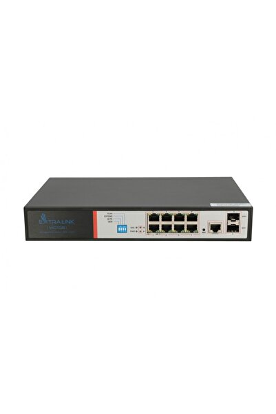 Extralink Switch cu 8 porturi gigabit POE+, 2x SFP, 1x port consolă, 150W, Cu...