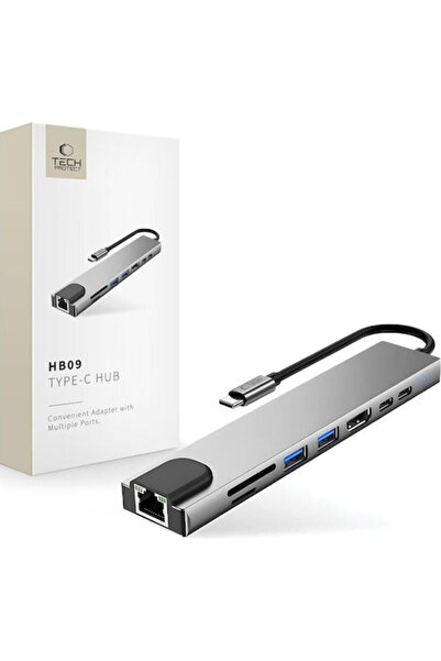 Tech-Protect HUB USB-C Σταθμός Σύνδεσης με HDMI 4K PD Ethernet Γκρι