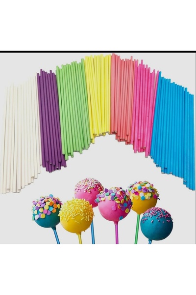 hediyehobihersey Yesil Cakepop Lolipop Marshmallow Çikolata Sunum Çubuğu 11 cm 50 ad