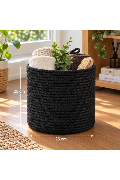 EGE ÖRGÜM 25X25 cm Knitted Rope Basket – Decorative Multi-Purpose Storage and...