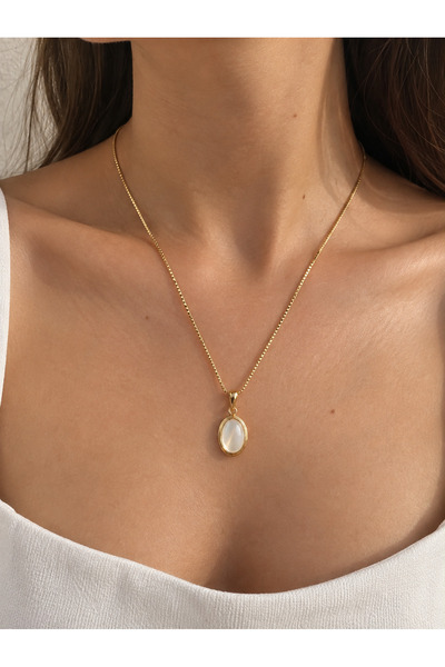 Gold Oval Kolye