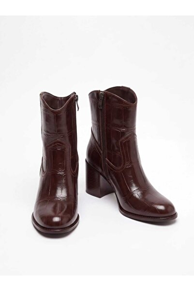 Lİ&Hİ'nin Pabuçları Alvin Shoes Kadın Kalın Topuklu Fermuarlı Western Bot