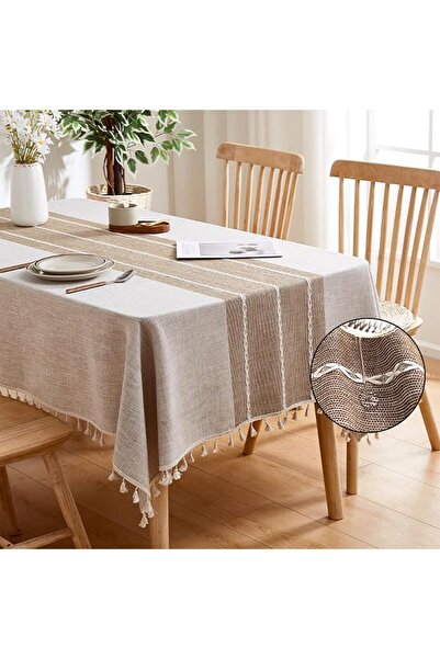 GENERAL Rectangle Cotton Linen Tablecloth, 55inch x 86inch (140cm x 220cm)