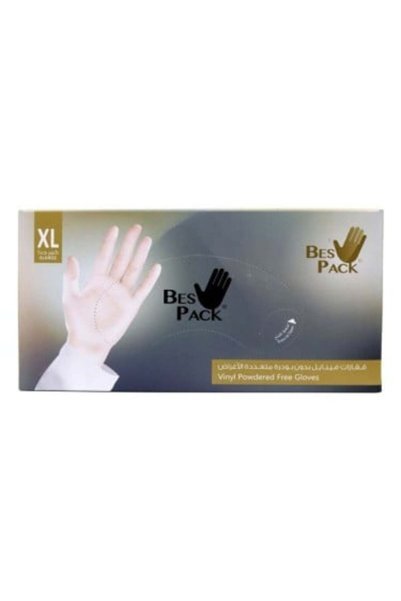 Bes Pack قفازات فينايل بدون بودرة متعددة الأغراض من بيس باك - اكس لارج - 80 حبه