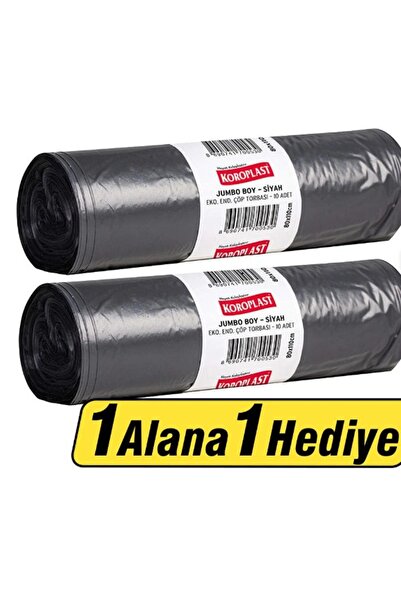 Koroplast Çöp Torbası Eko Endüstriyel Boy 80 cm x 110 cm Siyah 10'lu Paket - ...