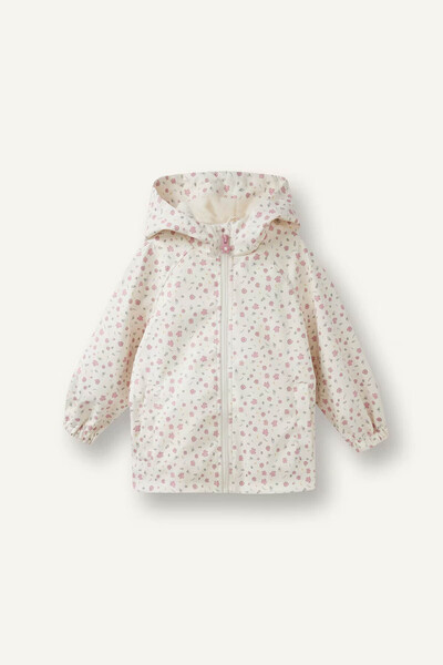 DeFacto Warm Hooded Patterned Ecru Raincoat Baby Girl G9330A526Au