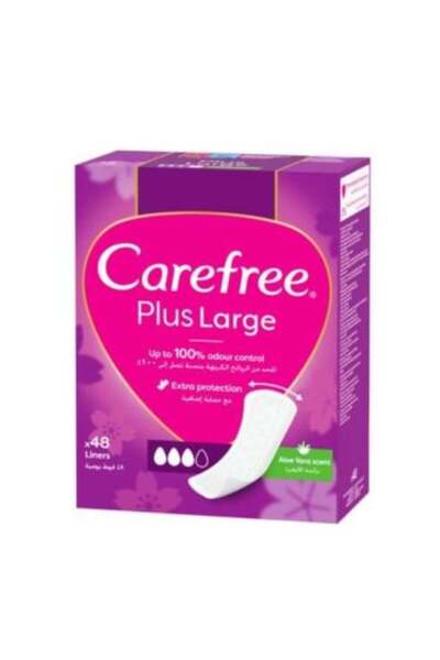 Carefree Kerfre Daily Sanitary Pads with Aloe Vera, 48 Pieces/Large Size