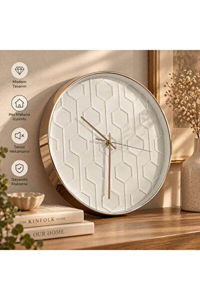 HOMERA DEKOR Dekoratif Duvar Saati Modern Yuvarlak Geometrik Desenli Salon Ev...