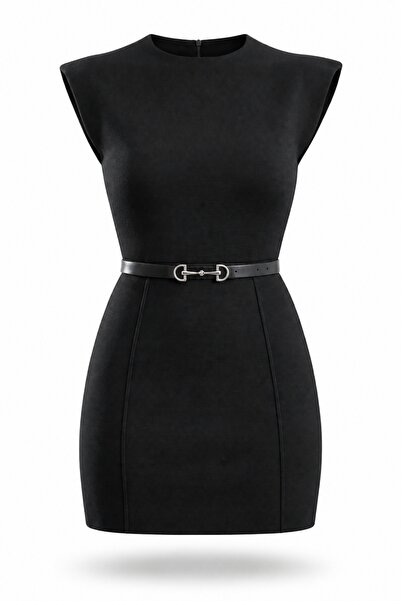 5in1Canpolat Black Steel Knitwear Dress