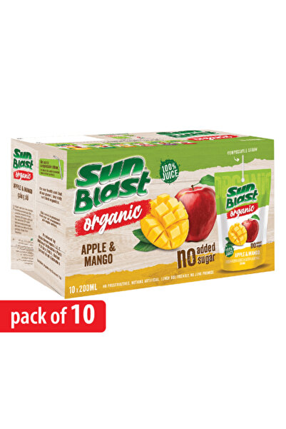 Sun Blast عصير التفاح والمانجو العضوي (100% طبيعي) بدون سكر مضاف - 200 مل × 1...