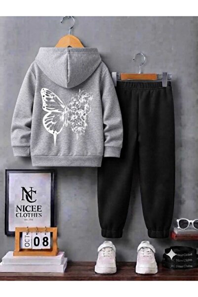 NC Nicee Clothes Children's Unisex Tracksuit Set (Large Butterfly Print on th...