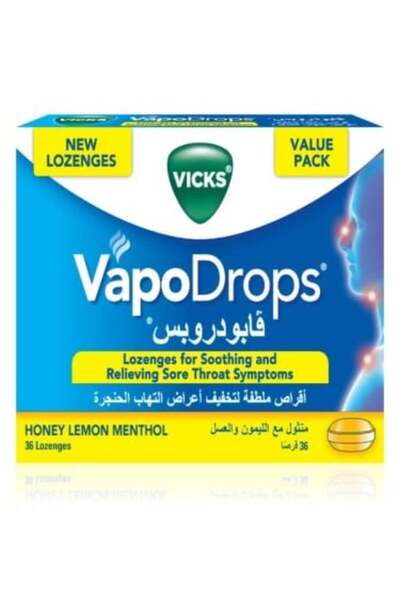 Vicks فابودروبس اقراص ملطفة لتخفيف اعراض التهاب الحنجرة بالليمون والعسل من في...